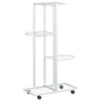 Fioriera a 4 Piani con Ruote 44x23x80 cm Ferro Bianco