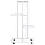 Fioriera a 4 Piani con Ruote 44x23x80 cm Ferro Bianco