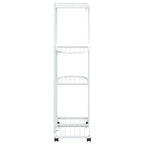 Fioriera a 4 Piani con Ruote 44x23x80 cm Ferro Bianco