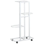 Fioriera a 4 Piani con Ruote 44x23x80 cm Ferro Bianco