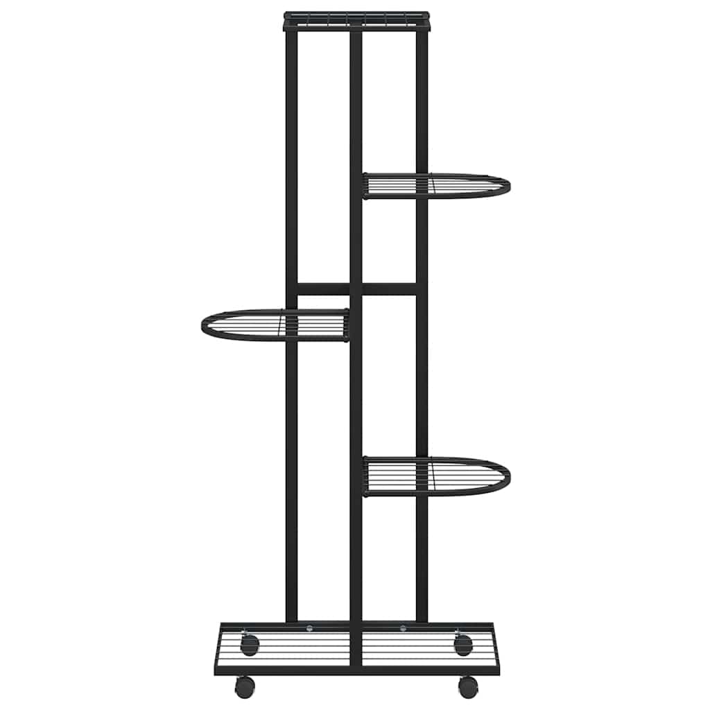 Fioriera a 5 Piani con Ruote 44x23x100 cm Ferro Nero