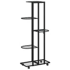 Fioriera a 5 Piani con Ruote 44x23x100 cm Ferro Nero