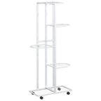Fioriera a 5 Piani con Ruote 44x23x100 cm Ferro Bianco