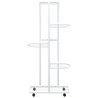 Fioriera a 5 Piani con Ruote 44x23x100 cm Ferro Bianco