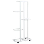 Fioriera a 5 Piani con Ruote 44x23x100 cm Ferro Bianco