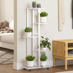 Fioriera a 5 Piani con Ruote 44x23x100 cm Ferro Bianco