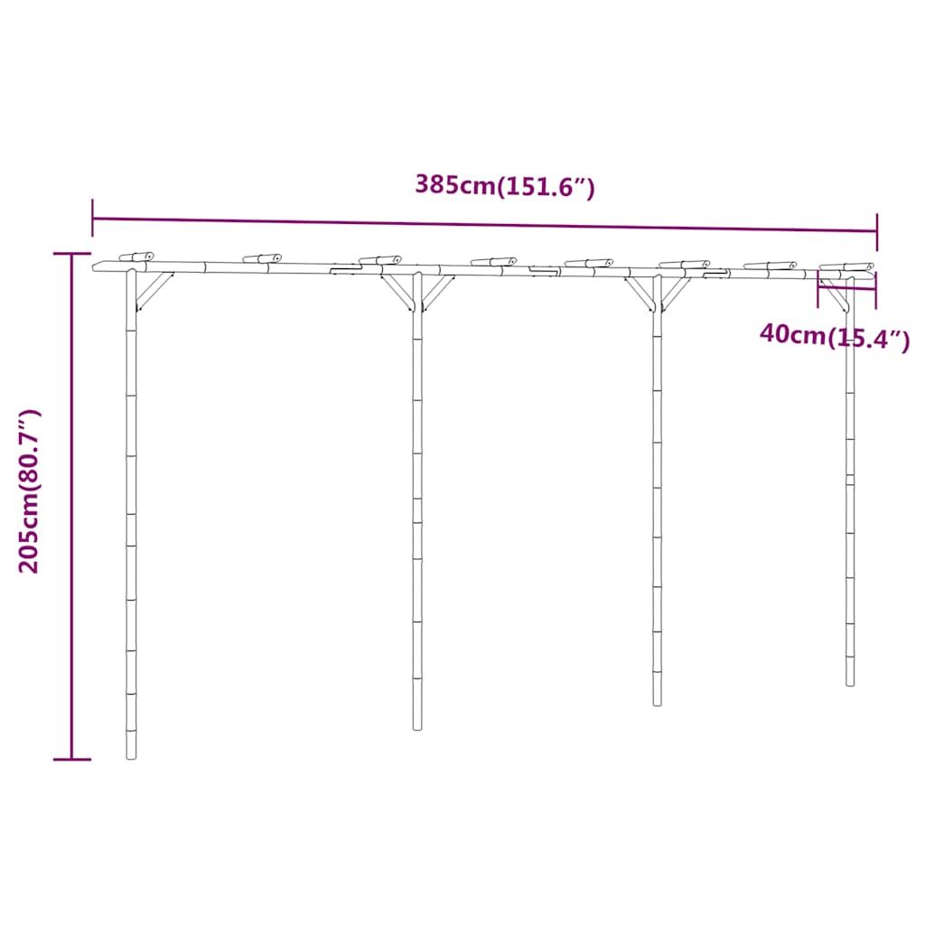 Pergola in Bambù 385x40x205 cm