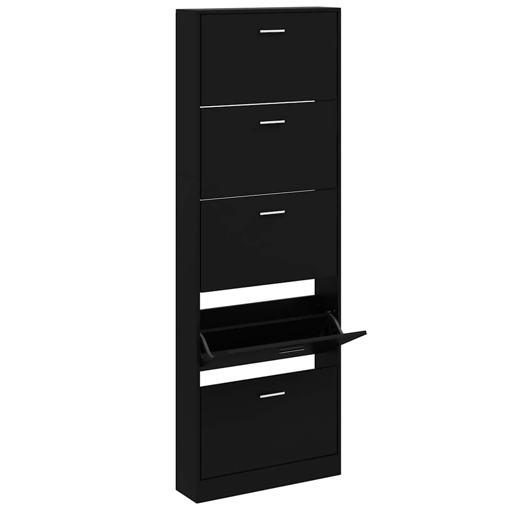 Scarpiera Nera 59x17x169 cm in Legno Multistrato