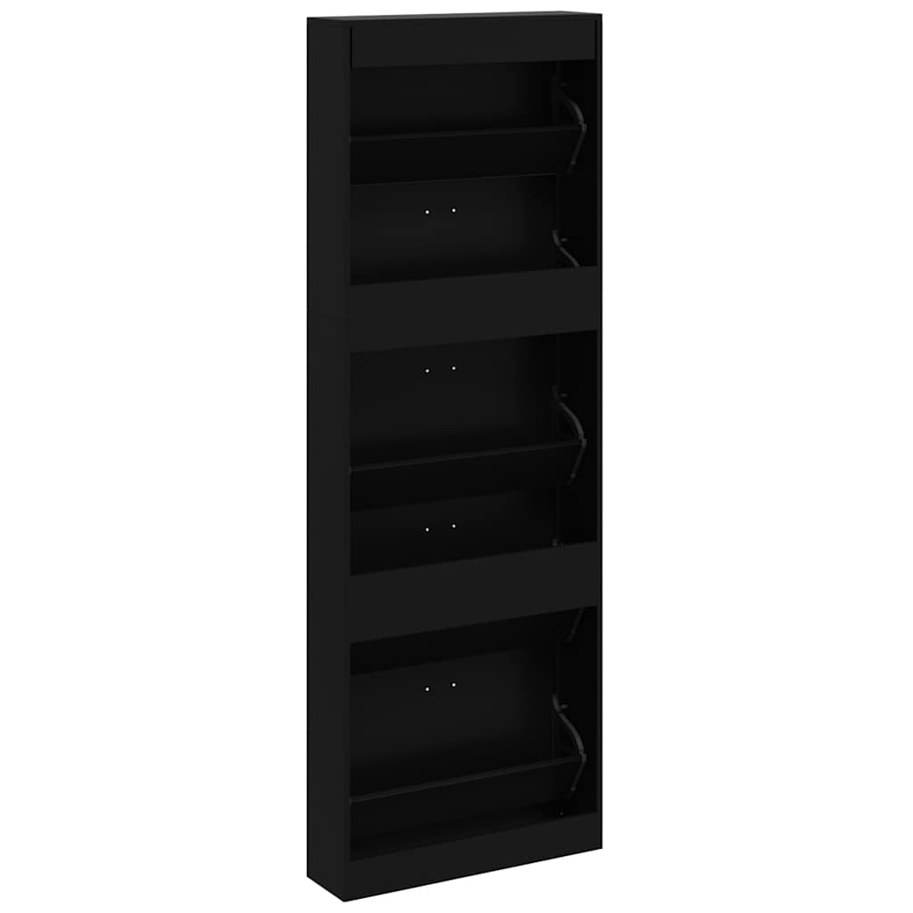 Scarpiera Nera 59x17x169 cm in Legno Multistrato