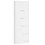 Scarpiera Bianco Lucido 59x17x169 cm in Legno Multistrato