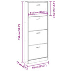 Scarpiera Rovere 59x17x150 cm in Legno Multistrato