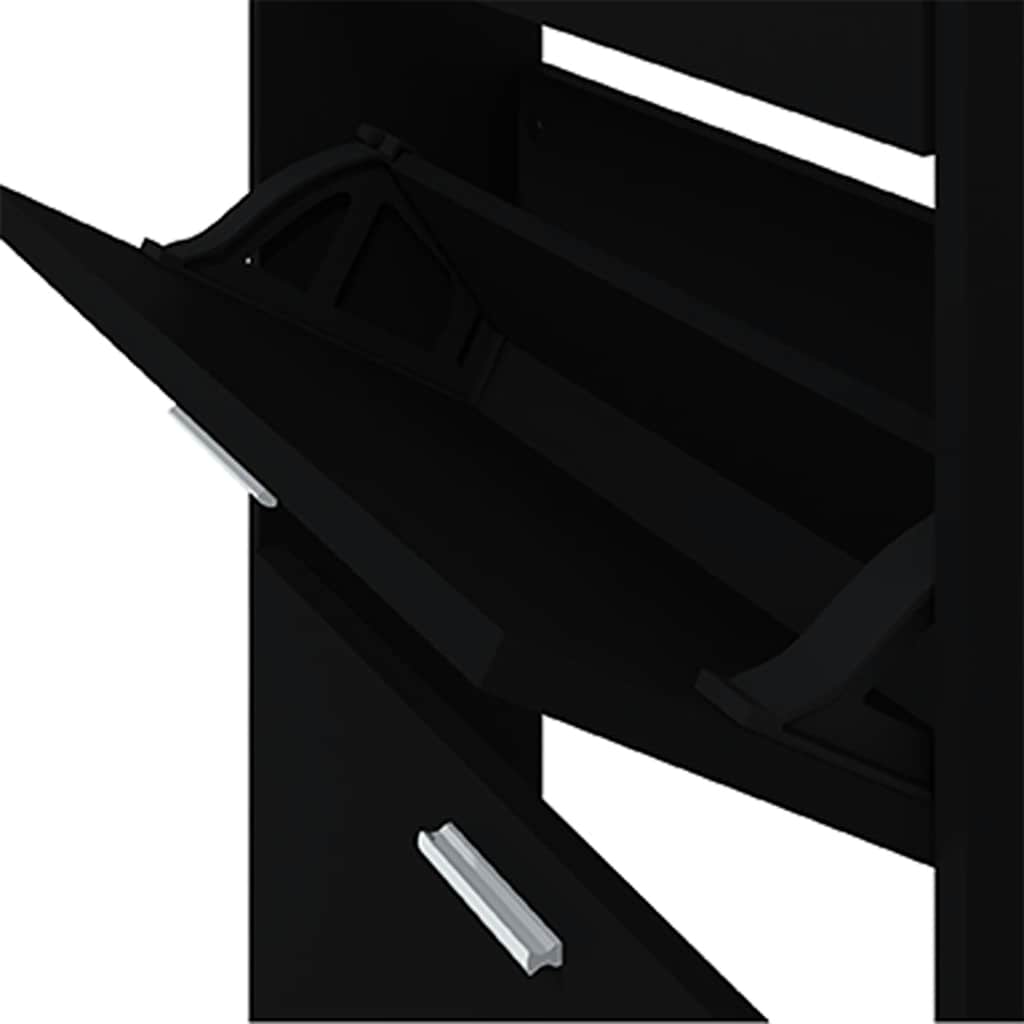 Scarpiera Nera 59x17x150 cm in Legno Multistrato