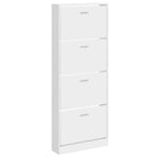 Scarpiera Bianco Lucido 59x17x150 cm in Legno Multistrato