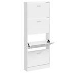 Scarpiera Bianco Lucido 59x17x150 cm in Legno Multistrato