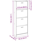 Scarpiera Bianco Lucido 59x17x150 cm in Legno Multistrato