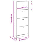 Scarpiera Rovere Fumo 59x17x150 cm in Legno Multistrato
