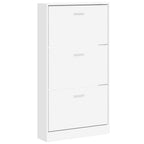 Scarpiera Bianca 59x17x108 cm in Legno Massello di Argilla