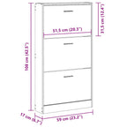 Scarpiera Bianca 59x17x108 cm in Legno Massello di Argilla