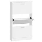 Scarpiera Bianco Lucido 59x17x108 cm in Legno Multistrato