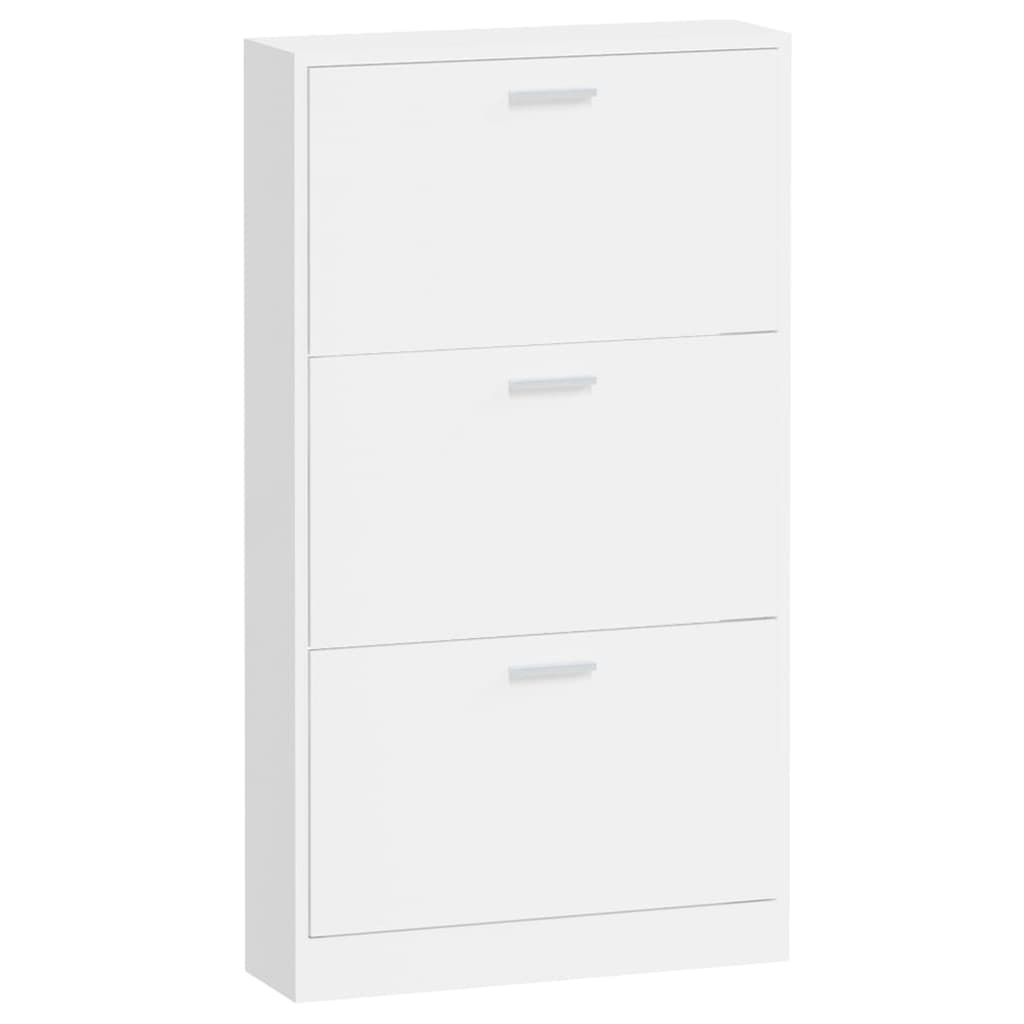 Scarpiera Bianco Lucido 59x17x108 cm in Legno Multistrato