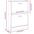 Scarpiera Bianca 59x17x81 cm in Legno Massello di Argilla