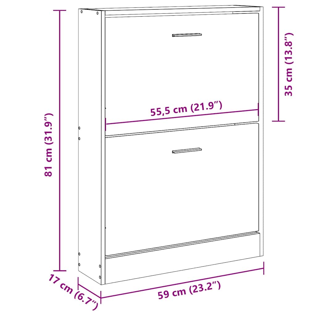 Scarpiera Bianca 59x17x81 cm in Legno Massello di Argilla