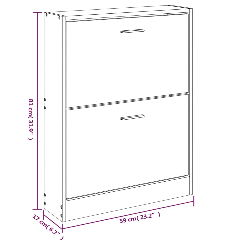Scarpiera Grigio Sonoma 59x17x81 cm in Legno Multistrato