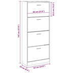 Scarpiera Bianca 63x24x147 cm in Legno Multistrato