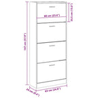 Scarpiera Nera 63x24x147 cm in Legno Multistrato