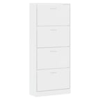 Scarpiera Bianco Lucido 63x24x147 cm in Legno Multistrato