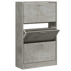 Scarpiera Grigio Cemento 63x24x103 cm in Legno Multistrato