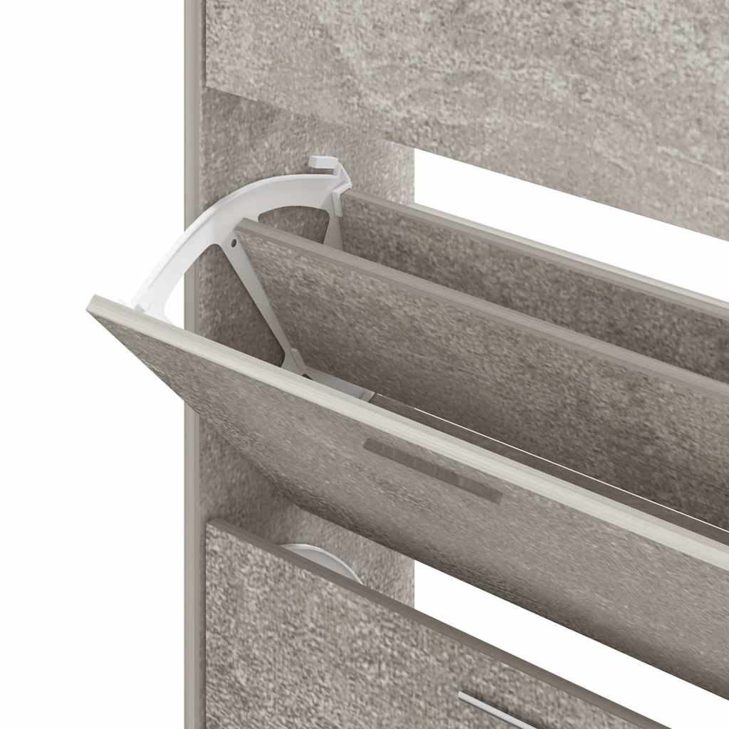 Scarpiera Grigio Cemento 63x24x103 cm in Legno Multistrato