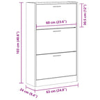 Scarpiera Grigio Cemento 63x24x103 cm in Legno Multistrato