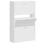 Scarpiera Bianco Lucido 63x24x103 cm in Legno Multistrato
