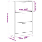 Scarpiera Bianco Lucido 63x24x103 cm in Legno Multistrato