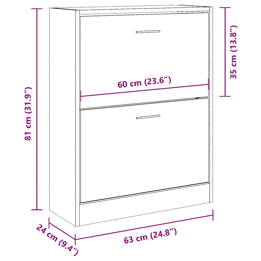 Scarpiera Nera 63x24x81 cm in Legno Multistrato