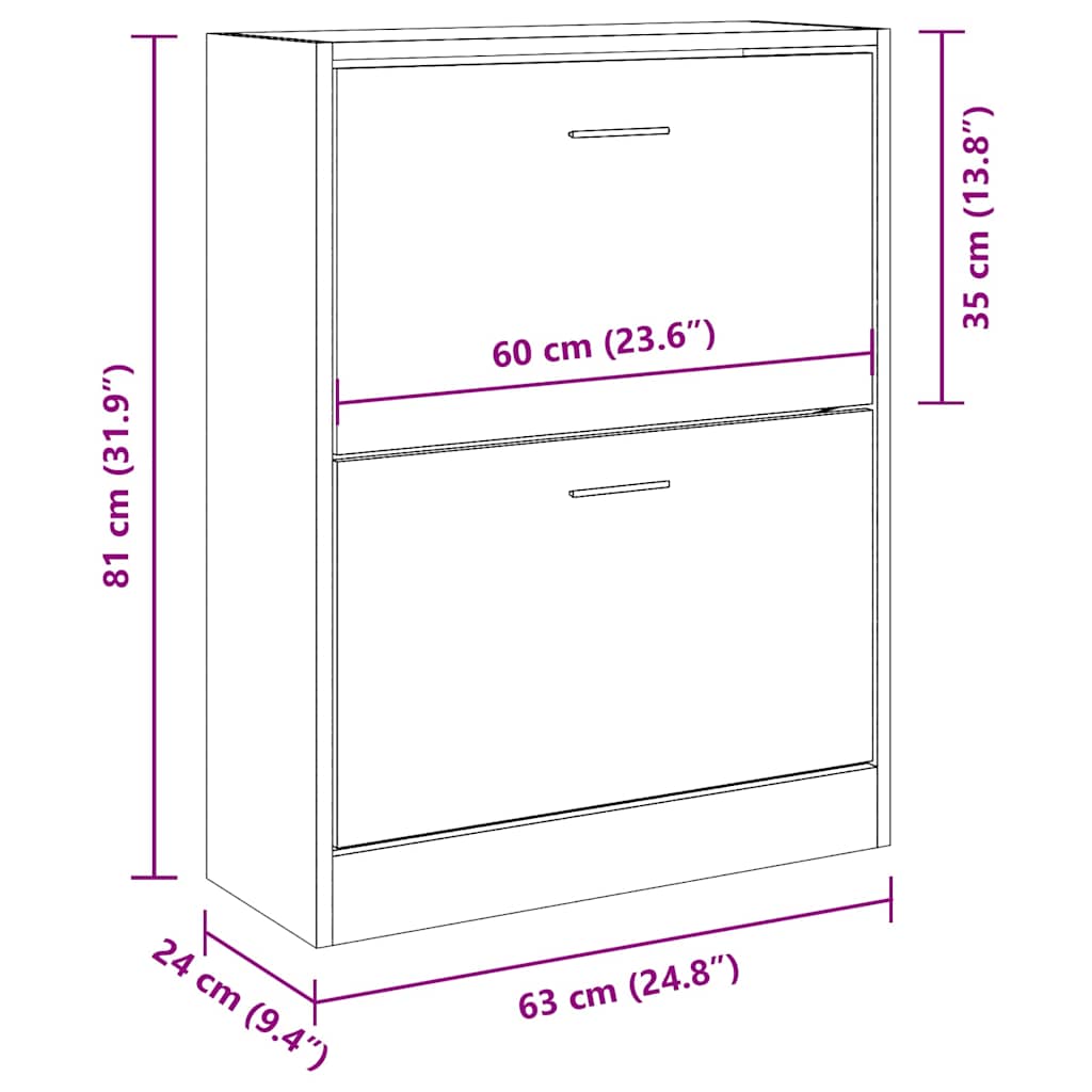 Scarpiera Grigio Sonoma 63x24x81 cm in Legno Multistrato