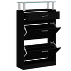 Scarpiera Nera 63x24x104 cm in Legno Multistrato
