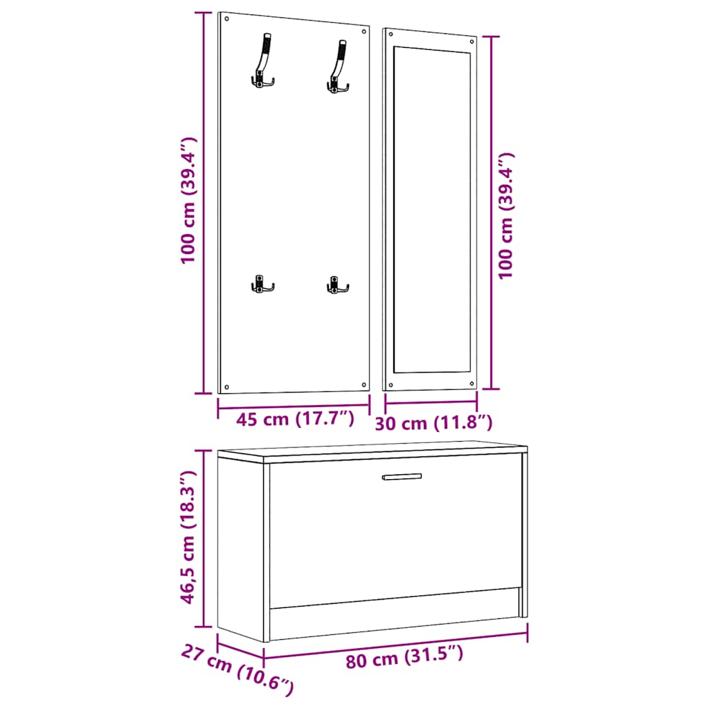 Set Scarpiera 3 in 1 Rovere Sonoma Legno Aggregato
