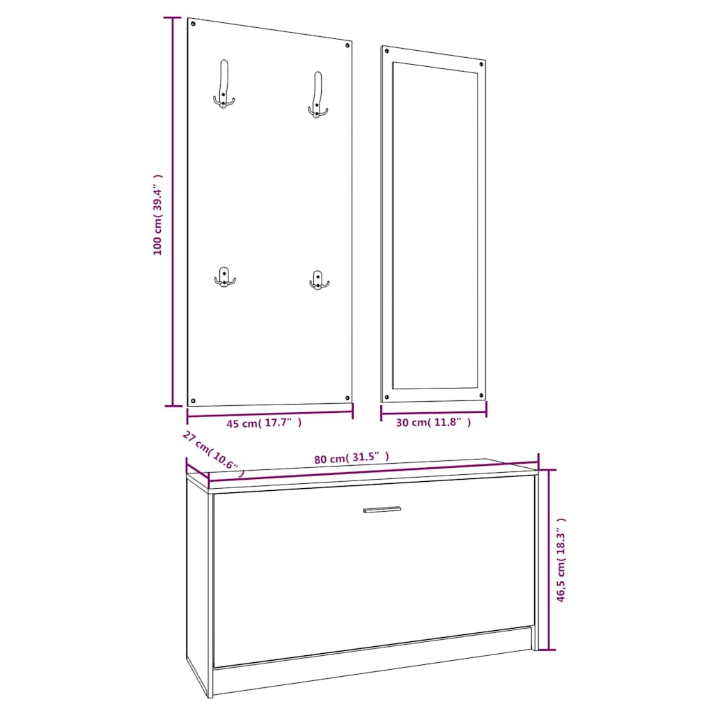 Set Scarpiera 3 in 1 Rovere Sonoma Legno Aggregato