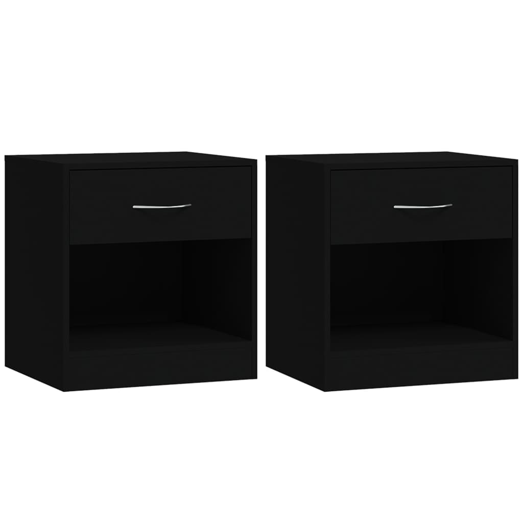 Comodini 2 pz con Cassetto Neri