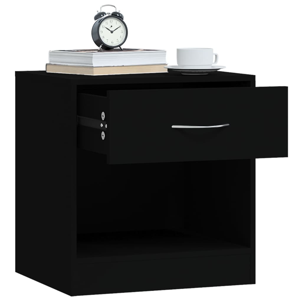 Comodini 2 pz con Cassetto Neri