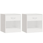 Comodini 2 pz con Cassetto in Bianco Lucido