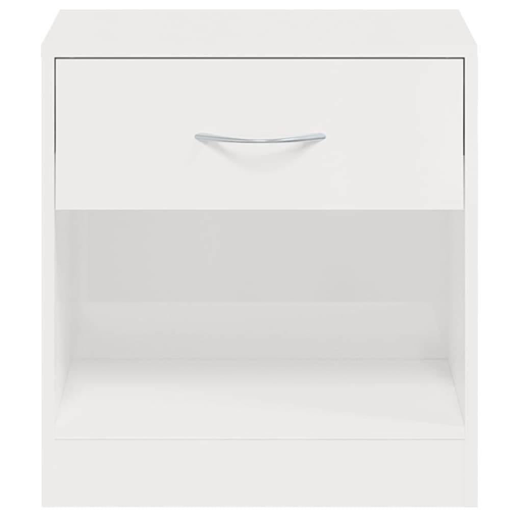 Comodini 2 pz con Cassetto in Bianco Lucido