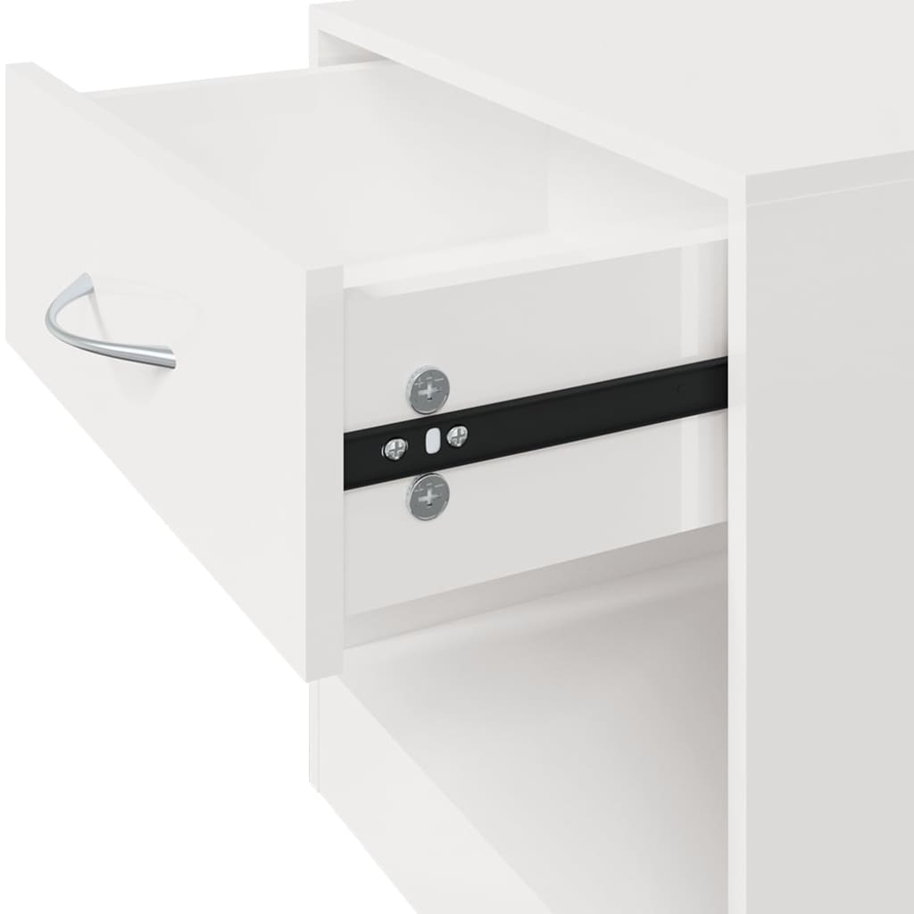 Comodini 2 pz con Cassetto in Bianco Lucido
