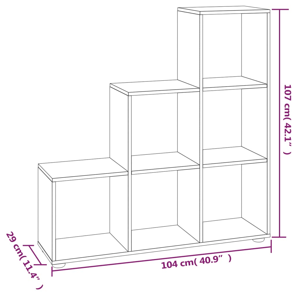 Libreria a Scala Grigio Cemento 107 cm in Legno Multistrato