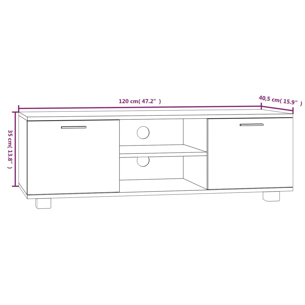 Mobile Porta TV Bianco 120x40,5x35 cm in Legno Multistrato