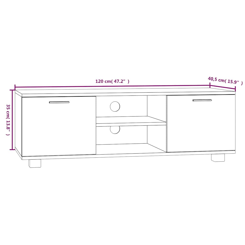 Mobile TV Grigio Sonoma 120x40,5x35 cm in Legno Multistrato