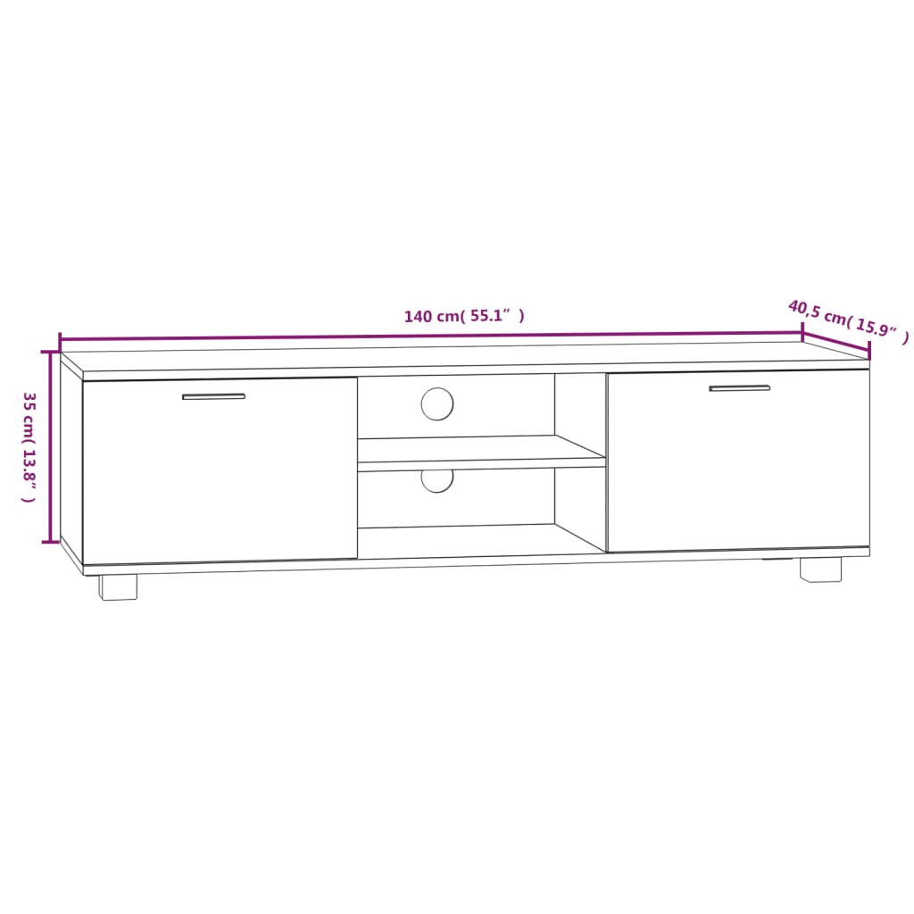 Mobile TV Rovere Fumo 140x40,5x35 cm in Legno Multistrato