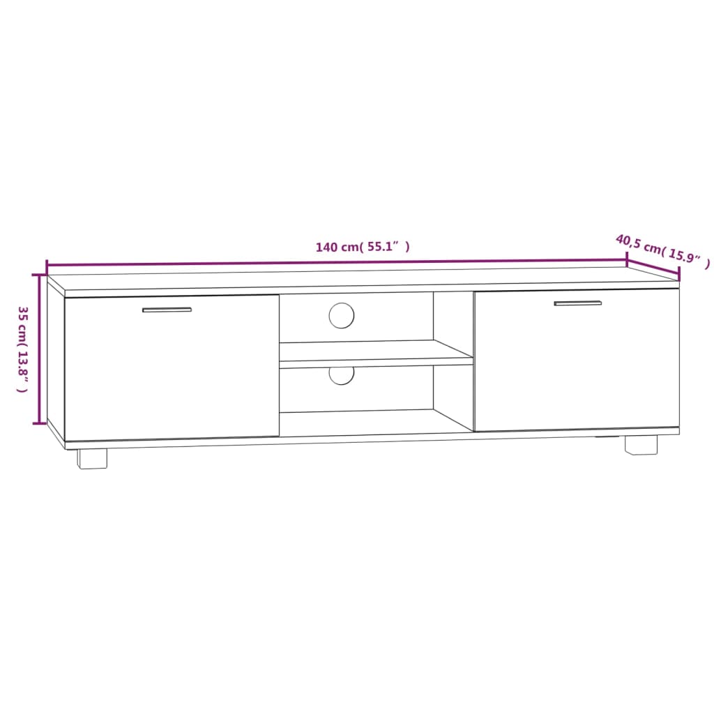 Mobile TV Rovere Marrone 140x40,5x35 cm in Legno Multistrato